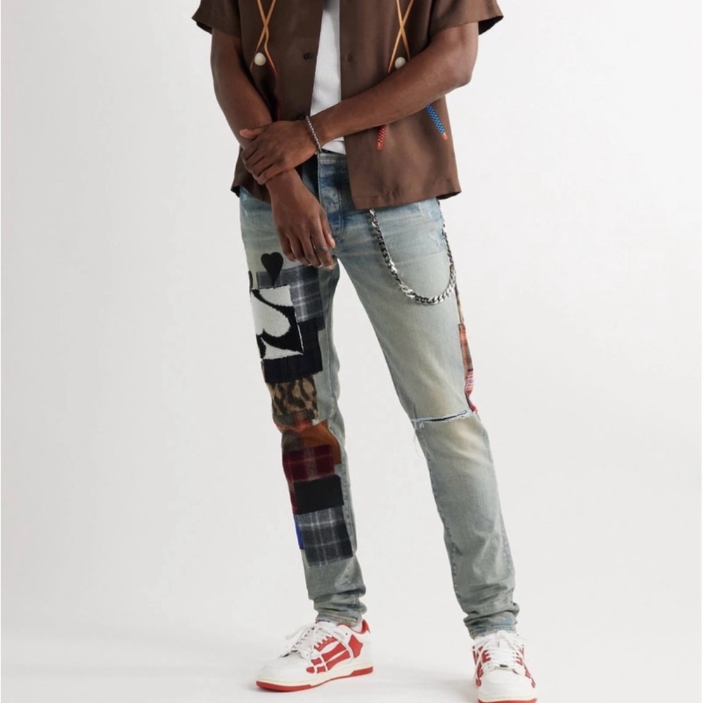 Amiri patchwork clay indigo jeans